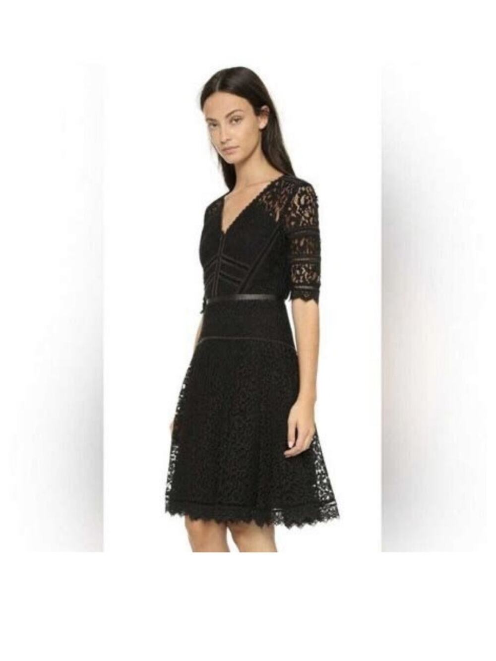 NWT- Rebecca Taylor Black Lace Midi Dress